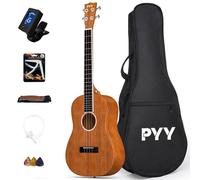 PYY Baritone Ukulele Mahogany Wood Ukuleles Music Instrument Kit with Digital Tuner, Strap, Gig Bag, 3 Picks, Extra Strings, Capo, for Adults Beginners Starter