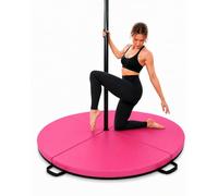 PYY Dance Pole Crash Mat - 4ft Foldable & Portable Pole Crash Pad with an Easy-to-Clean Cover, Band Included, 2" Thicken EPE Foam Exercise and Dance Pole Cushion for Home, Yoga, Fitness, Training