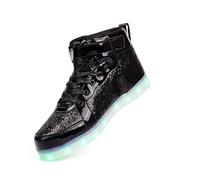 PYYIQI Glitter Led Shoes Light Up Shoes High Top Sneakers for Women Men Flashing Dancing Shoes for Halloween Christmas Party with USB Charging, Black, 8.5 Women/8 Men