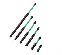 PZ2 Magnetic Screwdriver Bits Set, 25-150mm Long Alloy Steel Pozidriv Driver Bit with 1/4 Inch Hex Shank, Heavy Duty Impact Torsion Zone Design for Furniture, Automotive and Industrial Repair（6PCS）