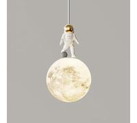 PZAOJAU Moon Pendant Light 3D Printed Planet Astronaut Ceiling Hanging Lamp Modern LED Pendant Light Kids Room Milk White Sphere Nursery Chandelier for Boys Bedroom Girls Bedside Kindergarten