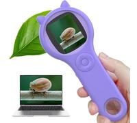 PZCC 200X Kids Microscope with PC Connection - Portable Digital Microscope Science Kit for Ages 3-10, STEM Educational Toys with LED Light & Accessories, Birthday Gifts for Boys Girls (Purple)