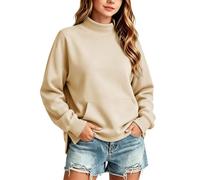 PZCHTIC Mock Neck Sweatshirt Girls | Long Sleeve Pullover For Girl | Jumpers Top Crew Neck Pullover Loose Sweater Side Slit Hi-Low Hem Hoodie Top For Kids Casual Wear All-Day Wearing Suitable