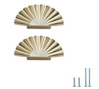 PZEOB 2 Pcs Brushed Brass Semicircle Cabinet Handles Wave Kitchen Zinc Alloy Drawer Door Puller Cabinet Accessories Decoration Furniture Pull
