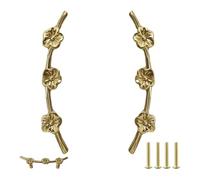 PZEOB Cabinet Handles,Pure Copper Cabinet Knobs Chinese Style Plum Blossom Shaped Drawer Handles 2 Pack Antique Wardrobe Door Knobs