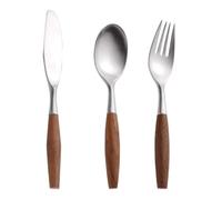 PZEOB Mixed Cutlery Sets Silverware Set Stainless Steel Retro Knife Fork Spoon Wooden Handle Cutlery Set 2/3 Pcs Dinner Forks Western Dinnerware Set Easy to Clean