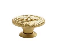 PZEOB Small Cabinet Knobs Solid Brass Drawer Handle Single Hole Cabinet Pull Handle with Embossed Pattern Gold Furniture Pulls