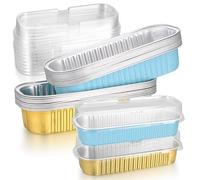 pzihao Aluminum Foil Trays with Lids, 20 Pcs 200ML Tin Foil Containers with Lids, Aluminum Loaf Pans, Aluminum Baking Pans Baking Cups for Baking, Cooking, Breads, Pies, Cakes, Dessert