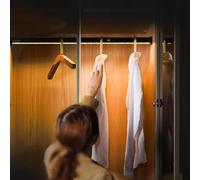 PZJDFDC Wardrobe Clothes Organizer, Black Wardrobe Rod, 50-120 Cm In Length, With LED-lit Clothes Hangers, Built-in Lithium Battery, And Wardrobe Rails With A 50 Kg Load Capacity(700mm)