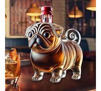 PZJDFDC Whiskey Decanter - Whiskey Bottle, French Bulldog Whiskey Decanter Statue, Cute Animal Puppy Sculpture, Handmade Lead-Free Glass, Unique Design