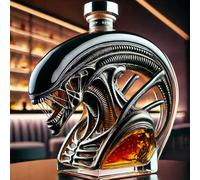 PZJDFDC Whiskey Decanter Wine Bottle - Art Statue, Alien Monster Whiskey Decanter Statue, 3D Glass Iron Blood Hero Craft, Perfect Gift For Movie Fans(Black)