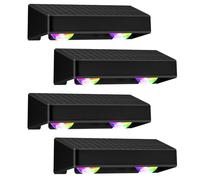 PZJFH 4 Pack Solar Fence Lights, RGB Outdoor Wall Light with 9 Colors & Modes, Waterproof Solar Powered Lanterns, Decorative LED Garden Lamps for Backyard, Patio or Pathway