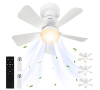 PZJFH Ceiling Fan with Lights and Remote Stepless Dimmable 1200 Lumens 3 Colours 3000K-6500K Quiet Fan Celing Light E27 Base Screw for Bedroom Garage Kitchen Bathroom [Energy Class A]