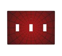 Pznen Red Spider Web Tripple Toggle Covers Hero Theme Wall Plate 3-Gang Toggle Light Switch Cover for Little Man Cave Teen Boys Bedroom Bathroom Decor
