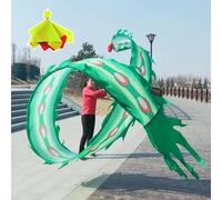 PZOFERLIN Dragon Dance Ribbons Longboi Phoenix Feather Dance Fitness Ribbon Weighted Ball Travel Bag(Green,10M)