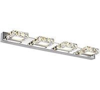 PZOFERLIN Elegant Wall lamp for Indoor use LED Crystal Square Wall Lamp 32-62x5cm 2/3/4 Heads Warm Light Or White Light Stainless Steel(Warm Light,4 Heads)