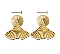 PZOFERLIN Stair Balusters Post Ginkgo Leaf Drop Pendant Single Hole Furniture Pull Handle Solid Brass Copper Pack of 2