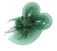 PZOFERLIN Wedding veils Bridal Wedding Fascinators Hats With Veil Feather Flower Multicolor Headband Hair Clip(11 green)