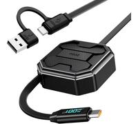 PZOZ 100W Retractable USB C Charger Cable LED Display 2 in 1 USB A to USB C/USB C to USB C Type C Charger Cable Fast Charging for iPhone iPad Air MacBook Samsung