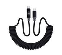 PZOZ Coiled USB C Cable 240W, 2M | Dot-matrix Display, PD 3.1, Android Auto Fast Charging, for iPhone iPad Samsung MacBook