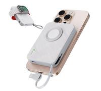 pzoz Portable Power Bank with Apple Watch Fast Charger, 5W Wireless Built-in Cable Lightning Type-C PD Travel Fast Charge 20W Magnetic Small Compatible with iWatch iPhone 15/14/13