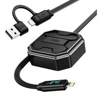 PZOZ Retractable Lightning Charger Cable LED Display 2 in 1 USB to Lightning Fast Charging for iPhone 14/13/12/11/SE/X/8/7 iPad