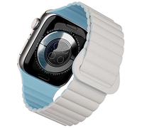 PZOZ Silicone Strap Compatible with Apple Watch 42mm/44mm/45mm/49mm,Magnetic Breathable Sweatproof Replacement Band for iWatch 8/7/SE/6/5/4/3/2/1 Women Men（Silver Gray+Blue）