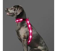 PZRLit LED Light Up Dog Vest Harness Rechargeable, Soft Padded, Adjustable & Reflective, Waterproof, Glow Dark Dog Light Harness for Camping Night Safety Walking, Large Pink