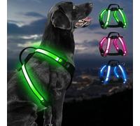 PZRLit Rechargeable LED Dog Harness - Multi-Color Light Up Glow Dark Vest with Reflective Strips, Waterproof Adjustable Soft Mesh Safety Harness for Small Medium Large Dogs Night Walking-Extra Large