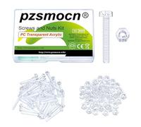 Pzsmocn 100 Pieces/50 Sets M4*30 mm PC Transparent Plastic Cross-recessed Round Head Screws and Hexagonal Nuts Kit, Corrosion-resistant, for DIY, Model and Electronic Product Fixation.