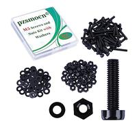 Pzsmocn 150 Pieces/50 Sets M5*30 mm Plastic Black Nylon Cross Round Head Screw Hexagonal Nut Combination Kit, with Insulating Washers, Standard Size, For DIY and Electronic Assembly.