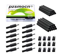 Pzsmocn 48 Pieces / 12 Sets 3.5 * 1.1 mm DC Power Cord Jack Adapter Connector Assembly Male Plug and 3 Pin Female Socket with Heat Shrink Tube, for PCB Board Mounting.