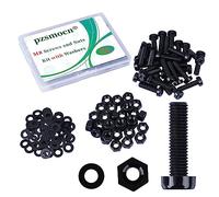 Pzsmocn 90 Pieces/30 Sets M8*30 mm Plastic Black Nylon Cross Round Head Screw Hexagonal Nut Combination Kit, with Insulating Washers, Standard Size, For DIY and Electronic Assembly.