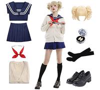 pztqxz Halloween Cosplay Anime Japanese School Girl Short Sleeve Uniform My Hero Himiko Toga Cosplay Costume for Girls Women
