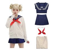 pztqxz Halloween Cosplay Anime Japanese School Girl Short Sleeve Uniform My Hero Himiko Toga Cosplay Costume for Girls Women