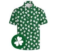 PZTZH Golf Polo Shirts for Men Funny Print Quick Dry Short Sleeve Performance Golf Shirts Moisture Wicking Polo Shirts, Dark Green Leaf, Large