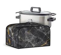 Pzuqiu Black Marble Slow Cooker Dust Cover Universal Fit Crock Pot Cover Keep Appliance Clean Slow Cooker Cover with Top Handle & Mesh Pocket for Accessories