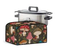 Pzuqiu Cartoon Mushroom Slow Cooker Dust Cover Universal Fit Crock Pot Cover Keep Appliance Clean Slow Cooker Cover with Top Handle & Mesh Pocket for Accessories