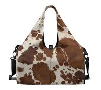 Pzuqiu Cowhide Spot Yoga Gym Bag for Women Men, Large Carryall Tote with Shoulder Straps for Gym, Yoga, Pilates, Office, Travel, Weekender Bag