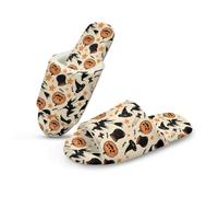 Pzuqiu Halloween Witch Women's House Slippers Slip on Open Toe Cozy Fuzzy Slippers with Faux Fur Lining Indoor Outdoor Home Shoes with No-slip Sole