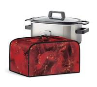 Pzuqiu Red Marble Crock Pot Cover Compatible with Most Slow Cookers Appliance Dust Cover Easy Fit Crock Pot Slow Cooker Cover with Side Pocket & Mesh Pocket