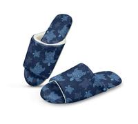 Pzuqiu Sea Turtle Womens House Slippers Memory Foam Open Toe Comfy Cozy Soft Winter Flat Shoes Fuzzy Plush Lining Slip On House Shoes