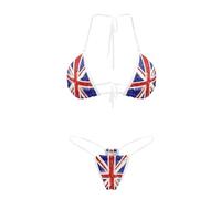 Pzuqiu The Union Jack Thong Bikini Clear Straps Cheeky Brazilian Micro Thongs Bikinis Swimsuit for Women Sexy No Tan Line Bathing Suit Stretchy Comfortable Summer Beach Outfits