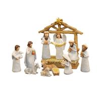 Pzuryhg Christmas Nativity Scene - Holy Family Statue Set for Holiday Display | Hand Painted Resin with Textured Finish, 12 Pieces Arrangement, Ideal for Bedroom, Bookshelf, School, Party Decor