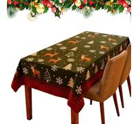 Pzuryhg Christmas Table Cover - Reusable Washable Rectangle,Christmas Decor Festive Table Cover - for Indoor Outdoor Kitchen Restaurant Holiday Party Decorations Family Gathering