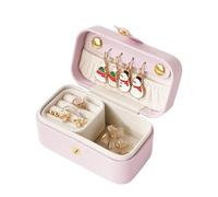 Pzuryhg Jewellery Box - Leather Travel Organizer for Women | Waterproof and Multi Compartment with Compact Design for Earrings, Necklaces, Rings, Lipstick, Dorm, Cruise, and Airplane Trips, 9.5x5x5cm