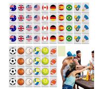 Pzuryhg National Flag Mahjong Game Set - National Flag Mahjong Tiles Set,Family Night Activity Toy for Men Adults Children Kids Women