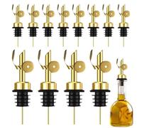 Pzuryhg Olive Oil Spout, 12-Pack Liquor Bottle Pourers, Stainless Steel, Tapered Pour Spouts, Dust-Proof Rubber Caps, For Salad Dressing, Soy Sauce, And Vinegar , 4.72inch