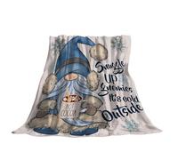 Pzuryhg Winter Blue Gnome Blanket | Soft Flannel Gnome Throw Blanket for Adults | Warm & Cozy Blanket for Living Room & Bedroom | Comfortable Gnome Blanket for Sofa, Bed & Cold Winter Days