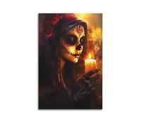PZXXUEHY Day of The Dead Portrait Poster Poster Decorative Painting Canvas Wall Posters And Art Picture Print Modern Family Bedroom Decor Posters 16x24inch(40x60cm)